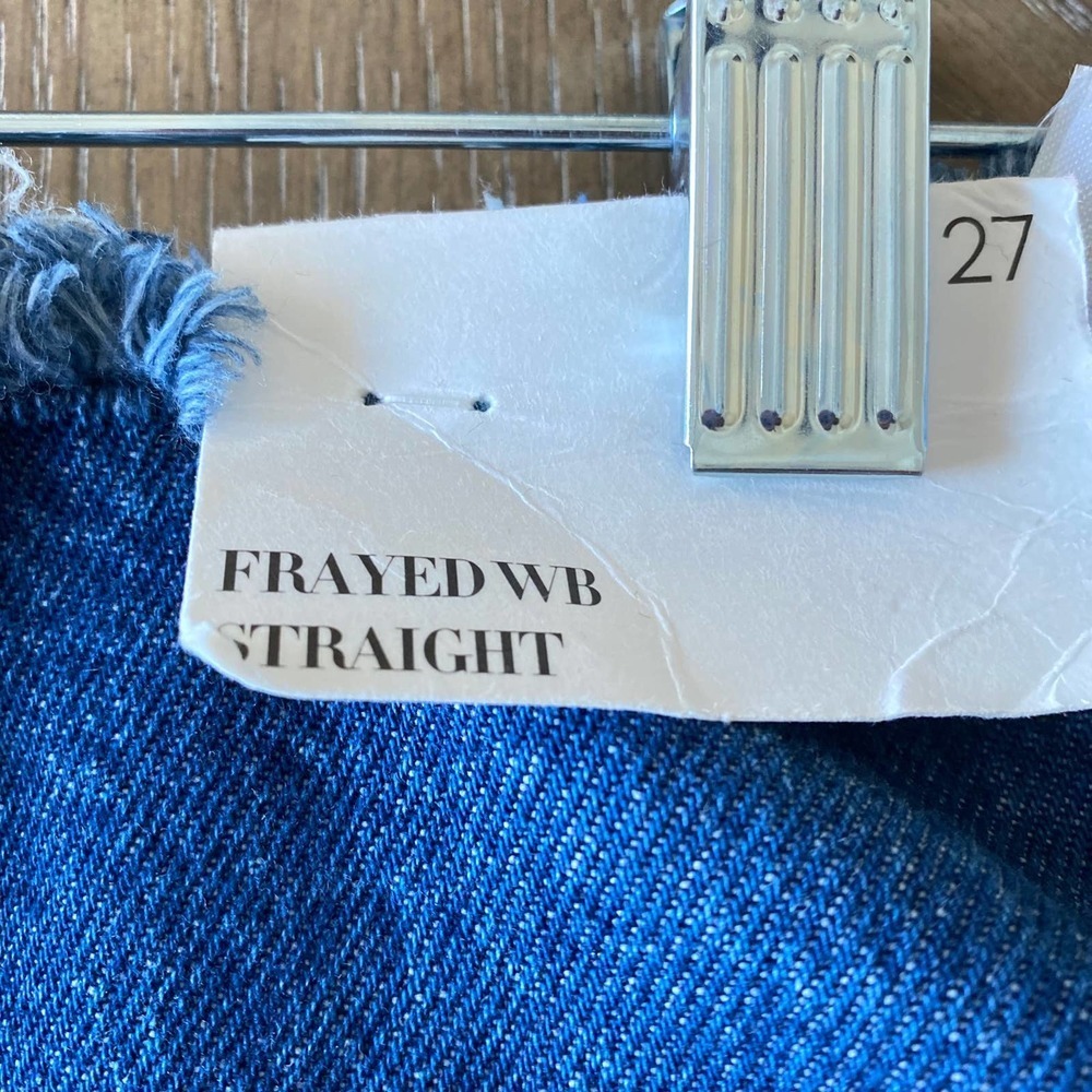 WE WORE WHAT Indigo  Frayed Waist Straight Leg Jean, FF0633 - Picture 8 of 12